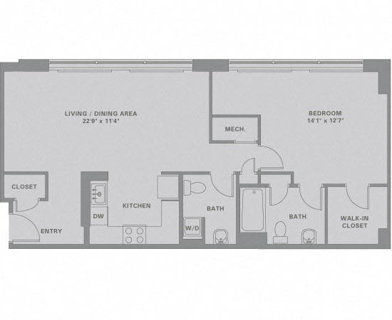 Floorplan for Apartment #03-231, 1 bedroom unit at Halstead Haverhill